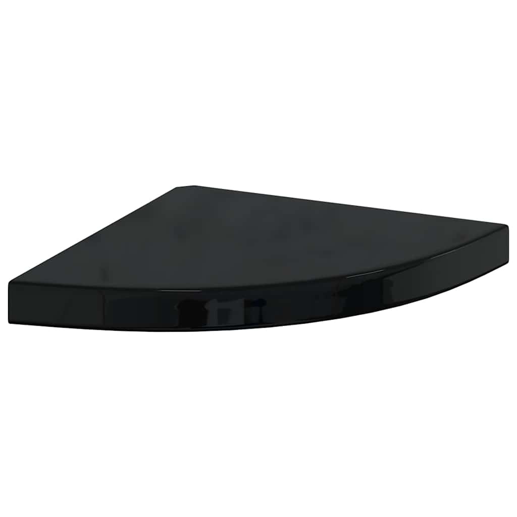 Floating Corner Shelves 4 pcs High Gloss Black 13.8"x13.8"x1.5" MDF