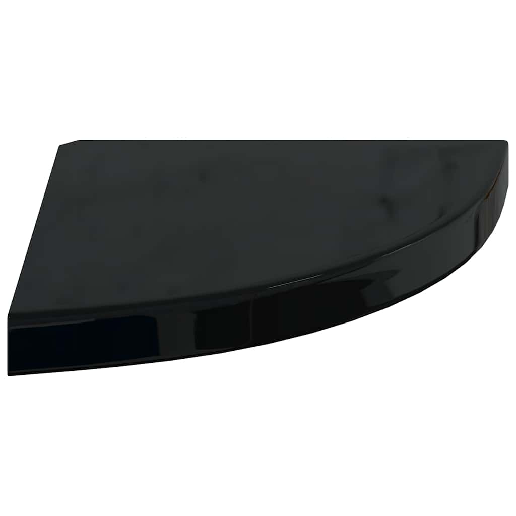 Floating Corner Shelves 4 pcs High Gloss Black 13.8"x13.8"x1.5" MDF