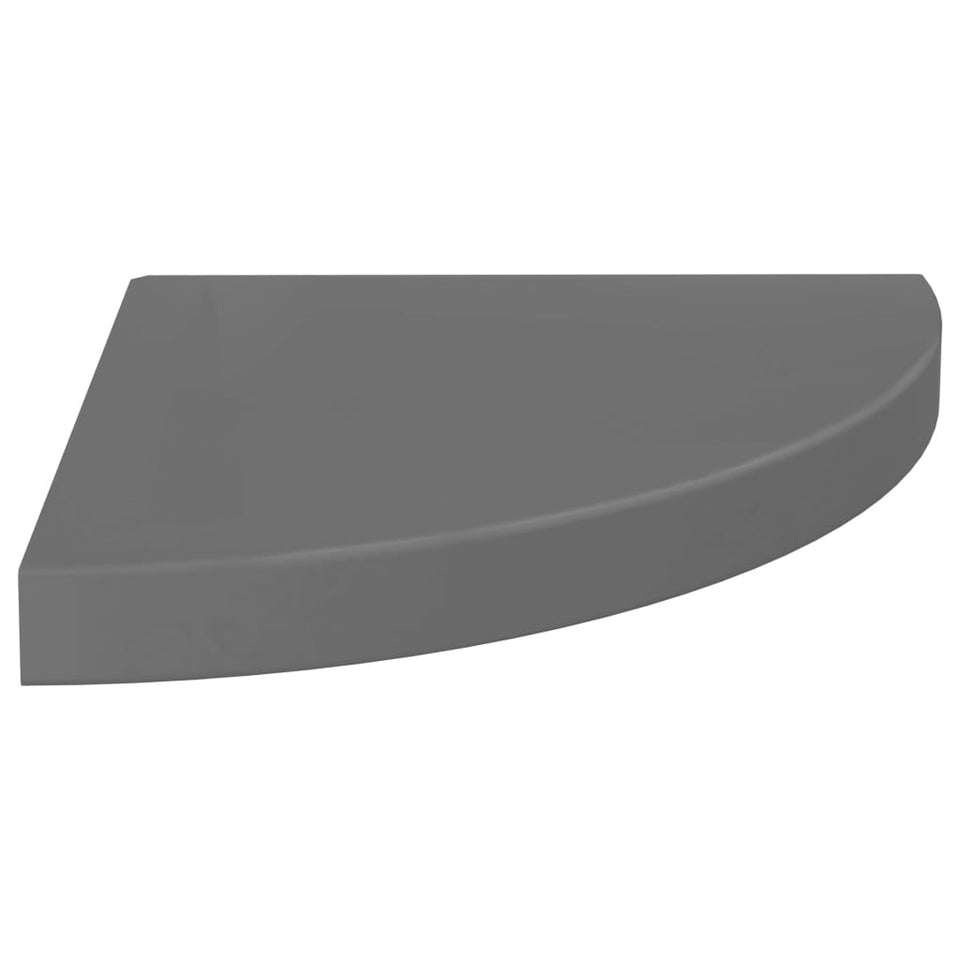 Floating Corner Shelf High Gloss Grey 35x35x3.8 cm MDF