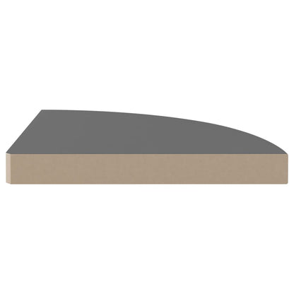 Floating Corner Shelves 2 pcs High Gloss Grey 35x35x3.8 cm MDF