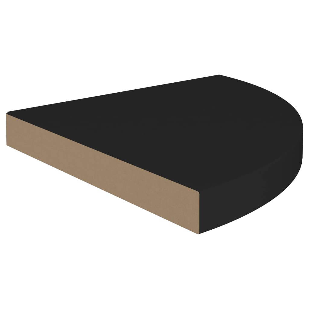 Floating Corner Shelf Black 35x35x3.8 cm MDF