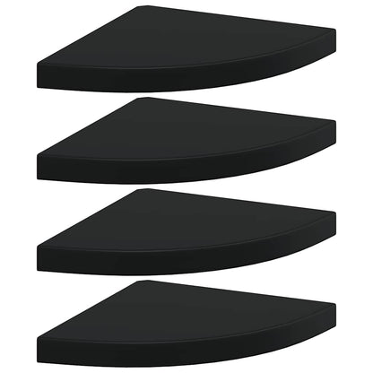 Floating Corner Shelves 4 pcs Black 35x35x3.8 cm MDF