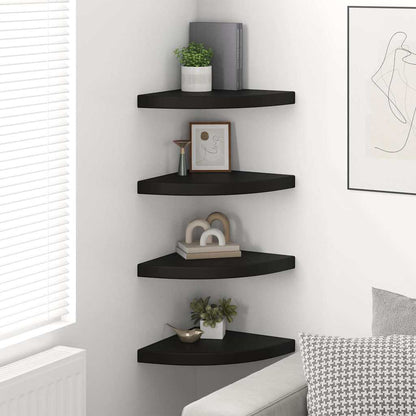 Floating Corner Shelves 4 pcs Black 35x35x3.8 cm MDF