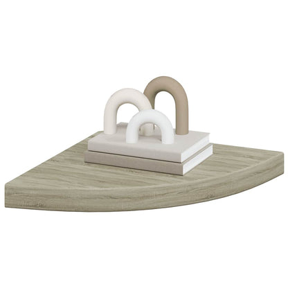 Floating Corner Shelf Oak 13.8"x13.8"x1.5" MDF