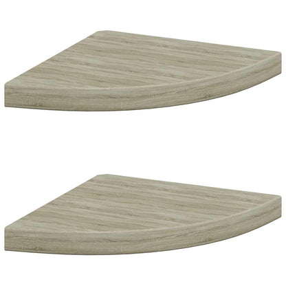 vidaXL Corner Shelf Set of 2 Oak Honeycomb MDF, metal 13.8 x 13.8 in