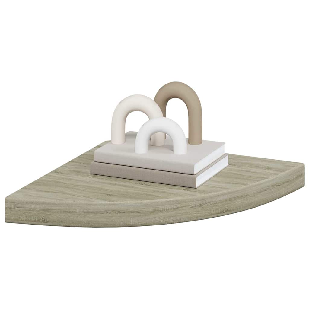 vidaXL Corner Shelf Set of 2 Oak Honeycomb MDF, metal 13.8 x 13.8 in