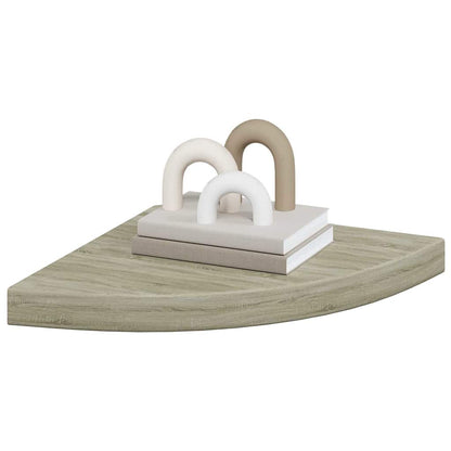vidaXL Corner Shelf Set of 2 Oak Honeycomb MDF, metal 13.8 x 13.8 in