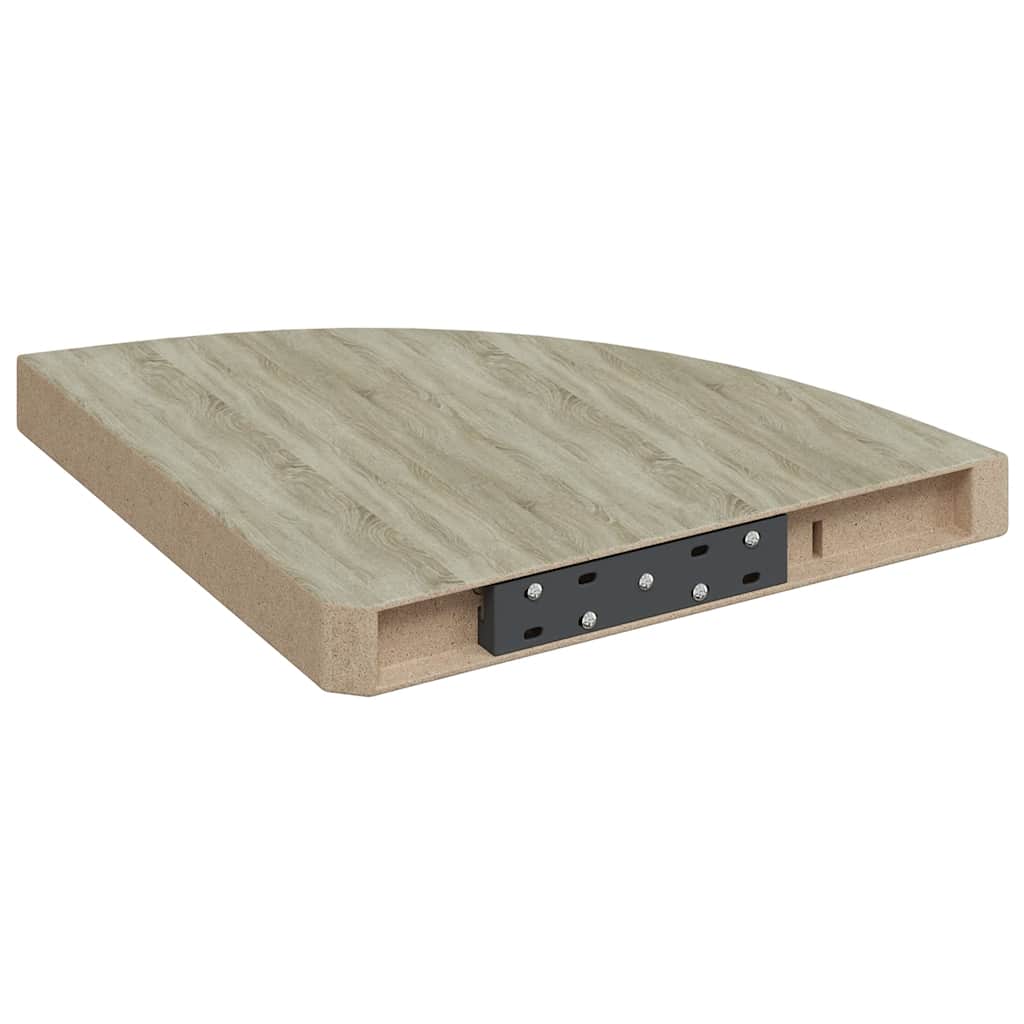vidaXL Corner Shelf Set of 2 Oak Honeycomb MDF, metal 13.8 x 13.8 in