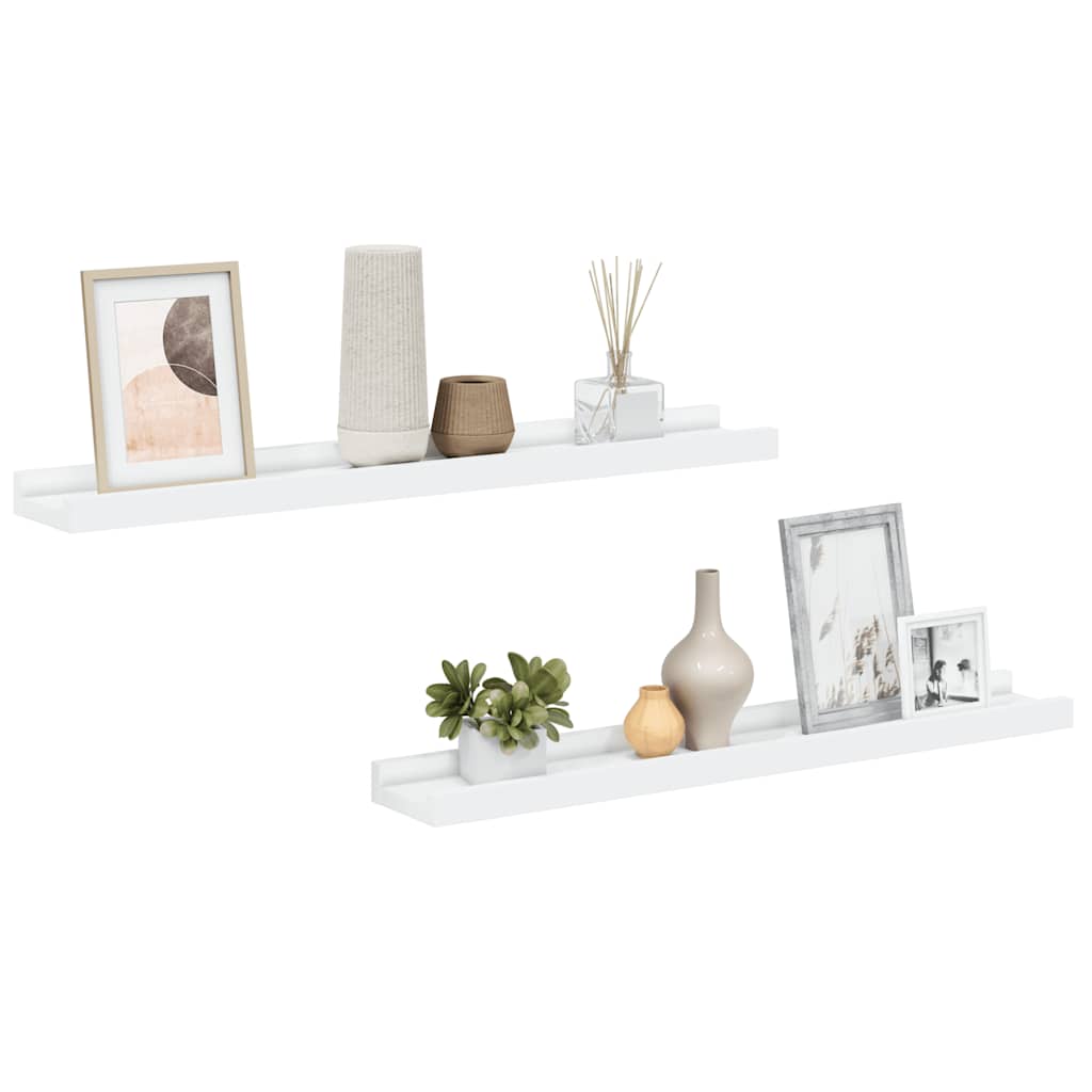 Picture Frame Ledge Shelves 2 pcs White 23.6"x3.5"x1.2" MDF