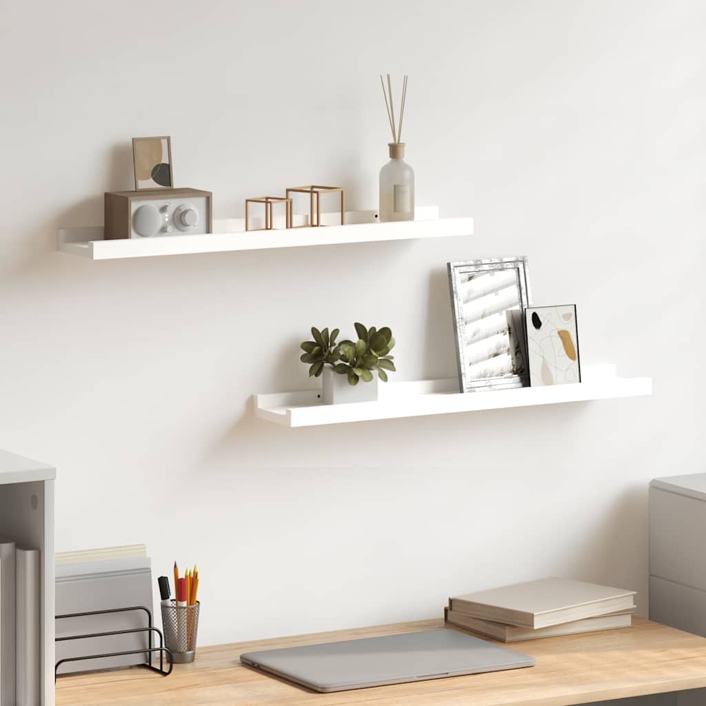 Picture Frame Ledge Shelves 2 pcs White 23.6"x3.5"x1.2" MDF