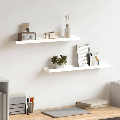 Picture Frame Ledge Shelves 2 pcs White 23.6"x3.5"x1.2" MDF