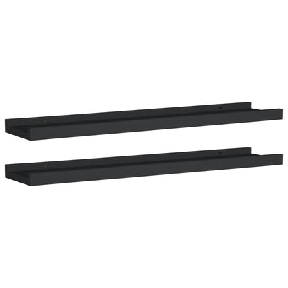 Picture Frame Ledge Shelves 2 pcs Black 60x9x3 cm MDF