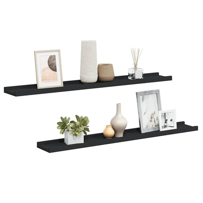 Frame Ledge Shelf Set of 2 Black MDF 31.5 in Wall mounting
