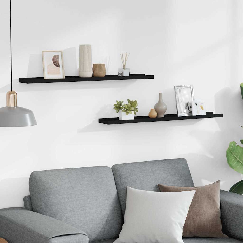 Frame Ledge Shelf Set of 2 Black MDF 31.5 in Wall mounting