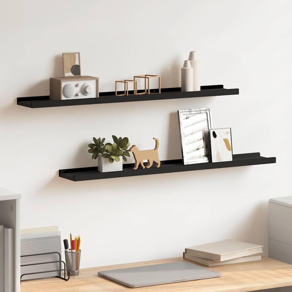 Frame Ledge Shelf Set of 2 Black MDF 31.5 in Wall mounting