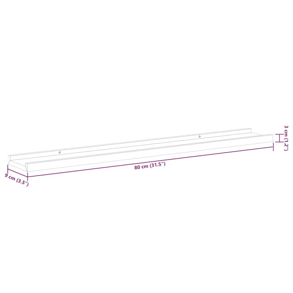 Frame Ledge Shelf Set of 2 Gray Lacquered MDF 31.5 in long