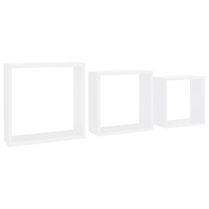 Wall Cube Shelves 3 pcs White MDF