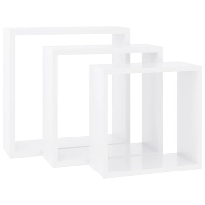 Wall Cube Shelves 3 pcs White MDF