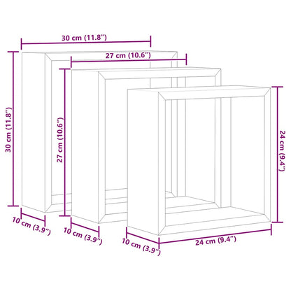 Wall Cube Shelf | Set of 3 | Black | MDF | Large, Medium, Small