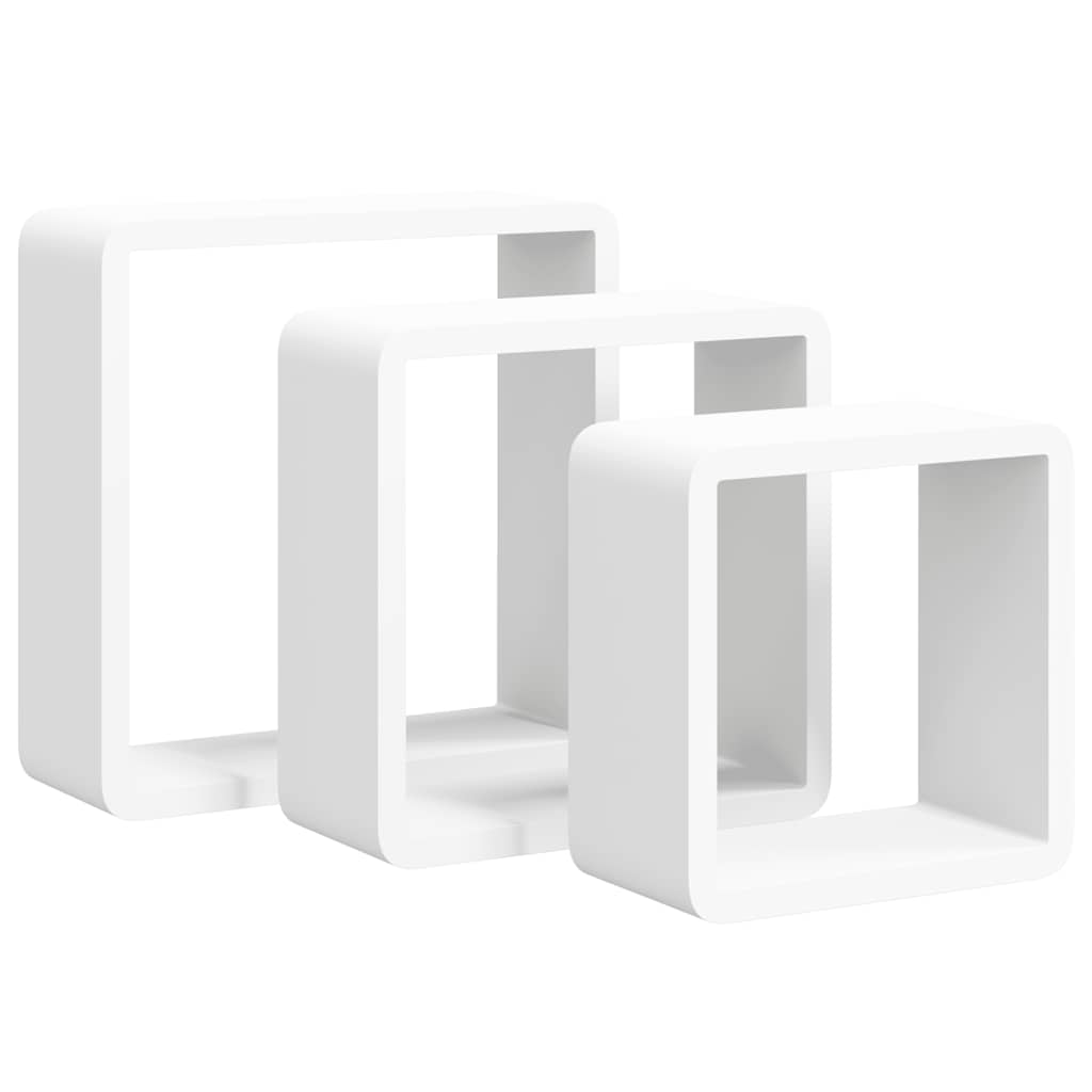 Wall Cube Shelves 3 pcs White MDF