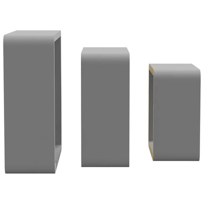 Wall Cube Shelves 3 pcs Grey MDF