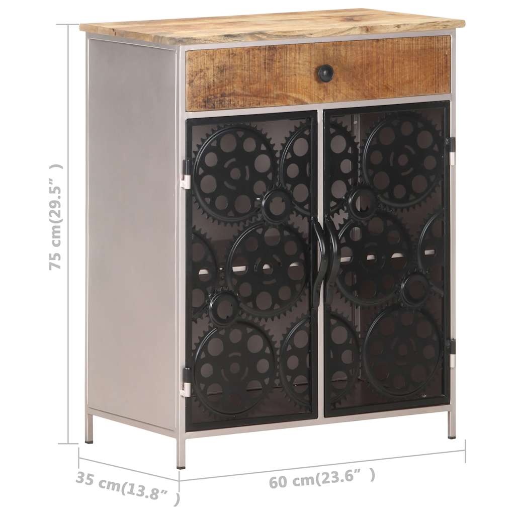 vidaXL Sideboard Rough mango wood with silver powder-coated iron