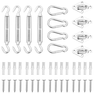 12 Piece Sunshade Sail Accessory Set Stainless Steel