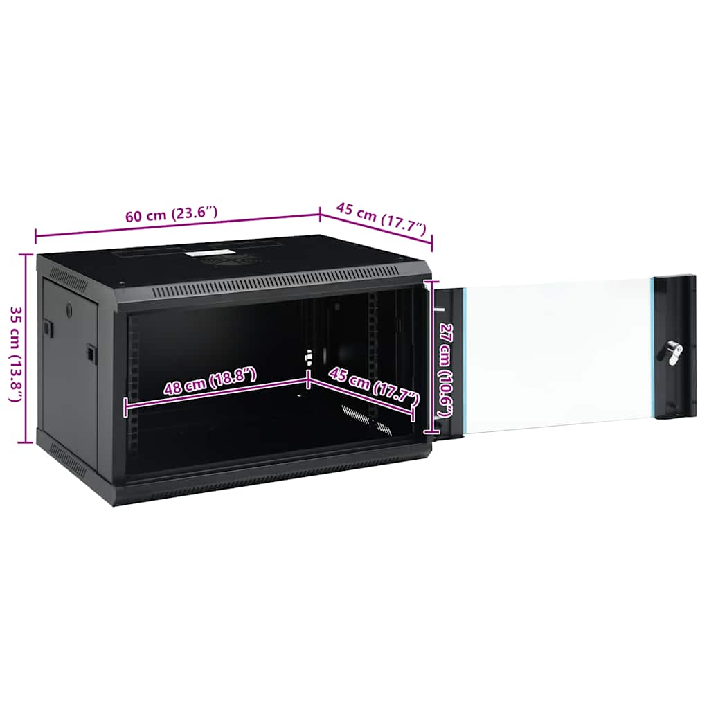 vidaXL 6U Wall Mounted Network Cabinet 19 IP20 600x450x350 mm
