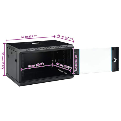 vidaXL 6U Wall Mounted Network Cabinet 19 IP20 600x450x350 mm