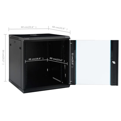 12U Wall Mounted Network Cabinet 19" IP20 23.6"x23.6"x25.2"