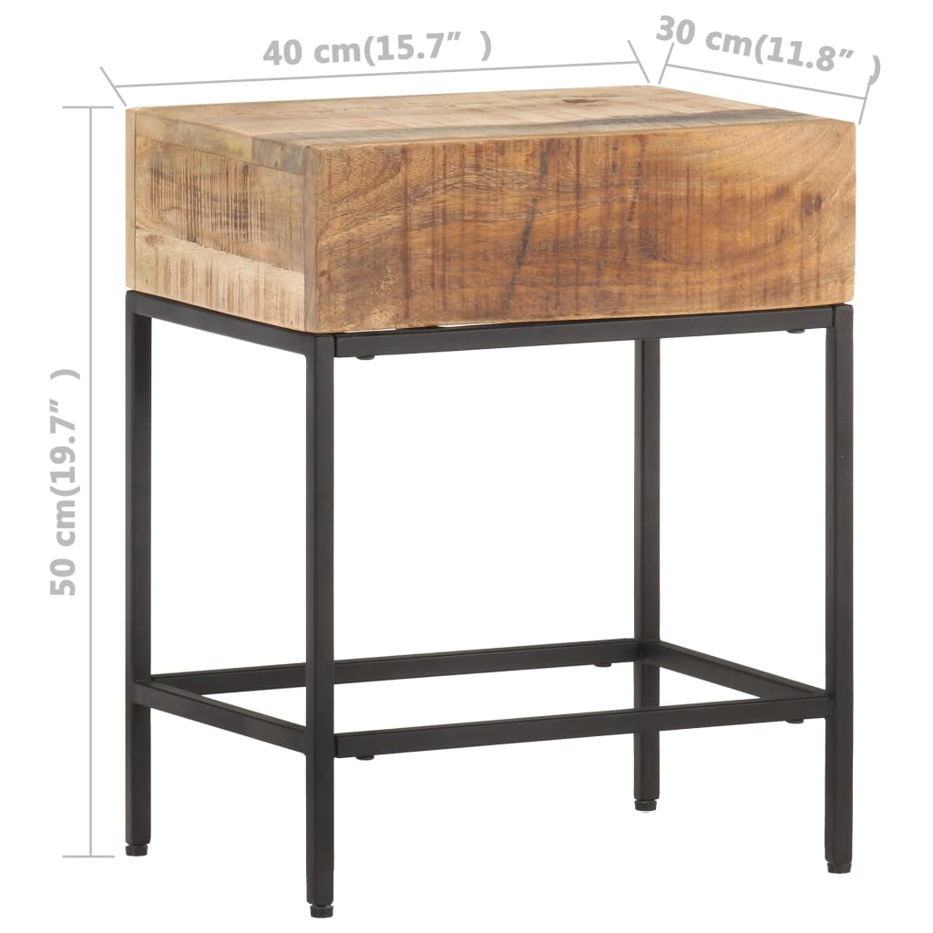 Side Table 15.7"x11.8"x19.7" Solid Rough Mango Wood