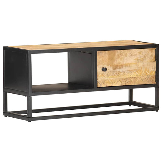 Tv Cabinet | Natural Mango Wood, Black Iron