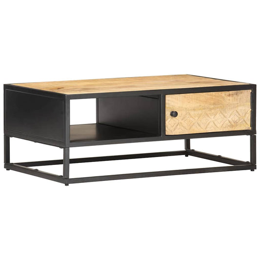 Coffee Table | Natural wood, Black | Rough Mango Wood, Powder-Coated Iron