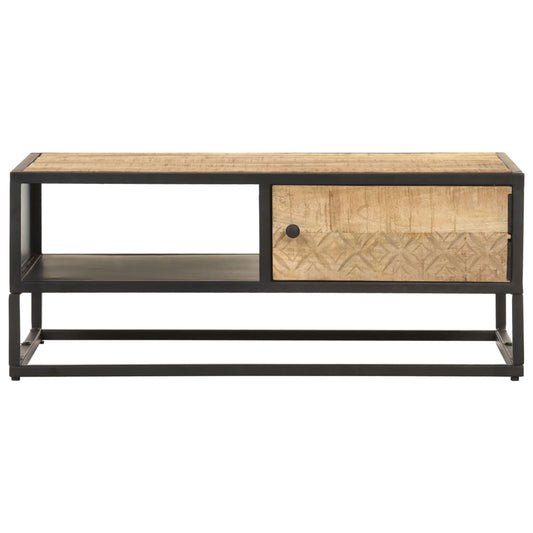 Coffee Table | Natural wood, Black | Rough Mango Wood, Powder-Coated Iron