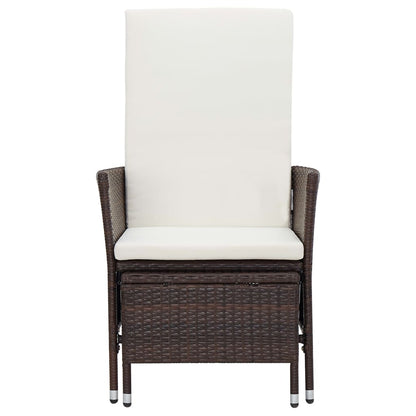 Reclining Patio Chair with Cushions Poly Rattan Brown