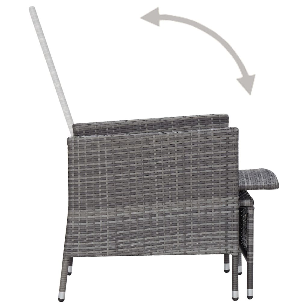 Reclining Patio Chair with Cushions Poly Rattan Gray