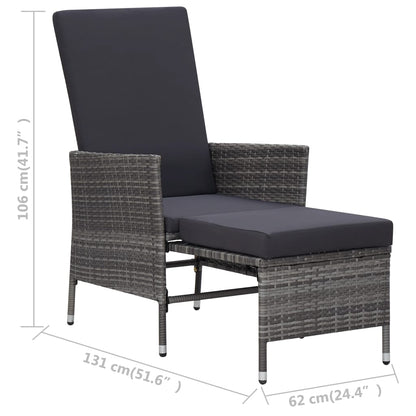 Reclining Patio Chair with Cushions Poly Rattan Gray