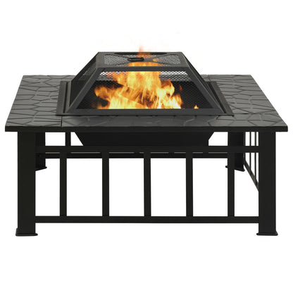 vidaXL Garden Fire Pit with Poker 31.9"x31.9"x18.5" XXL Steel
