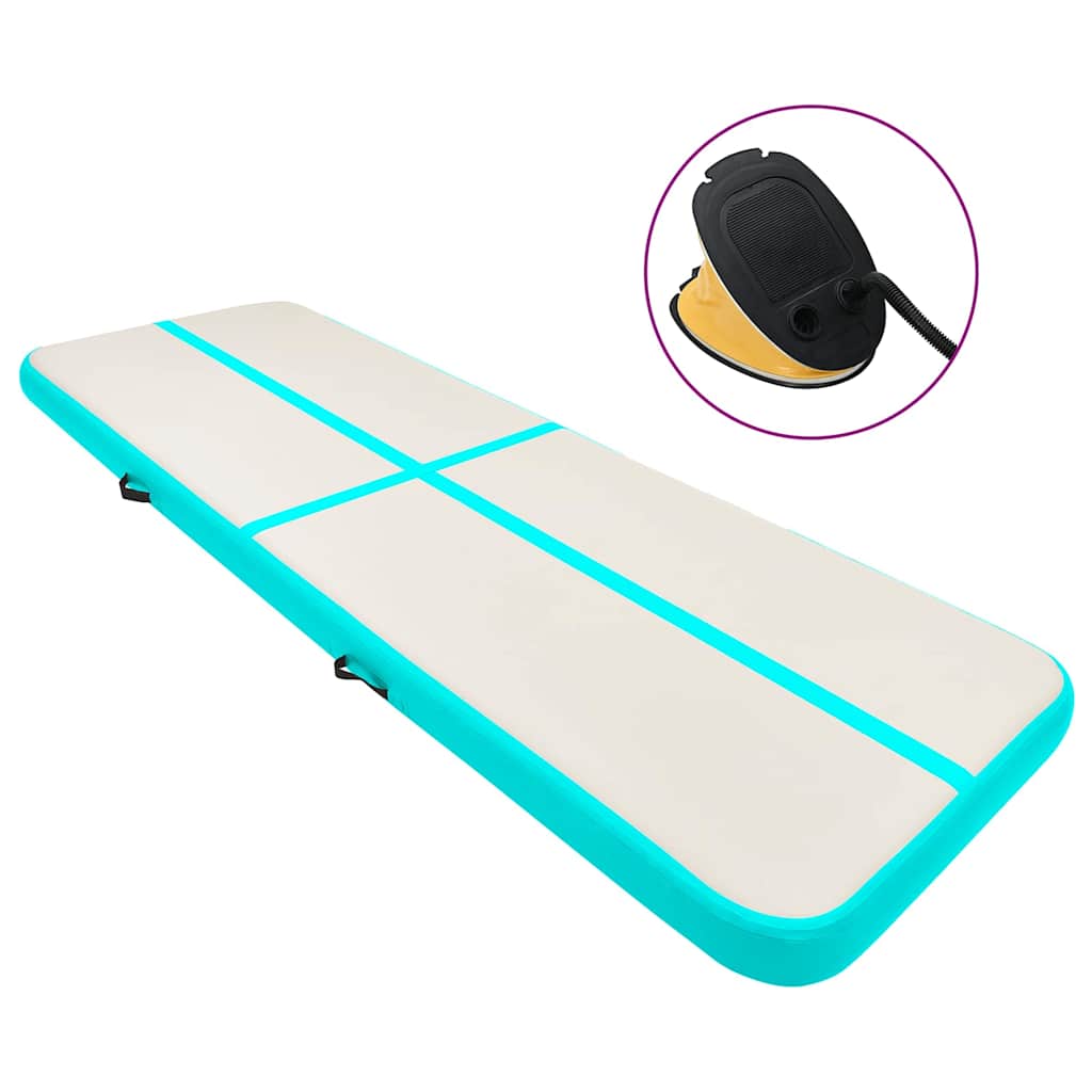 Inflatable Gymnastics Mat with Pump 300x100x15 cm PVC Green