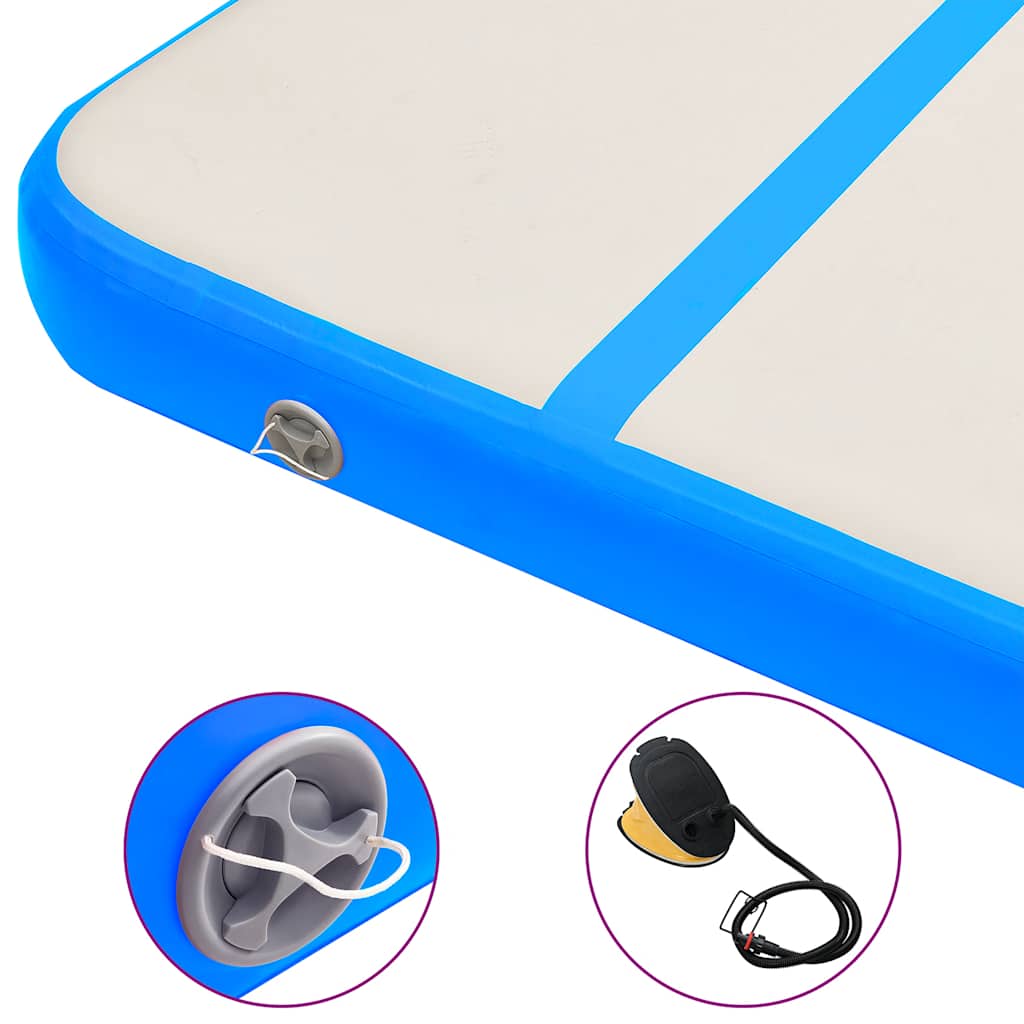 Inflatable Gymnastics Mat with Pump 400x100x15 cm PVC Blue