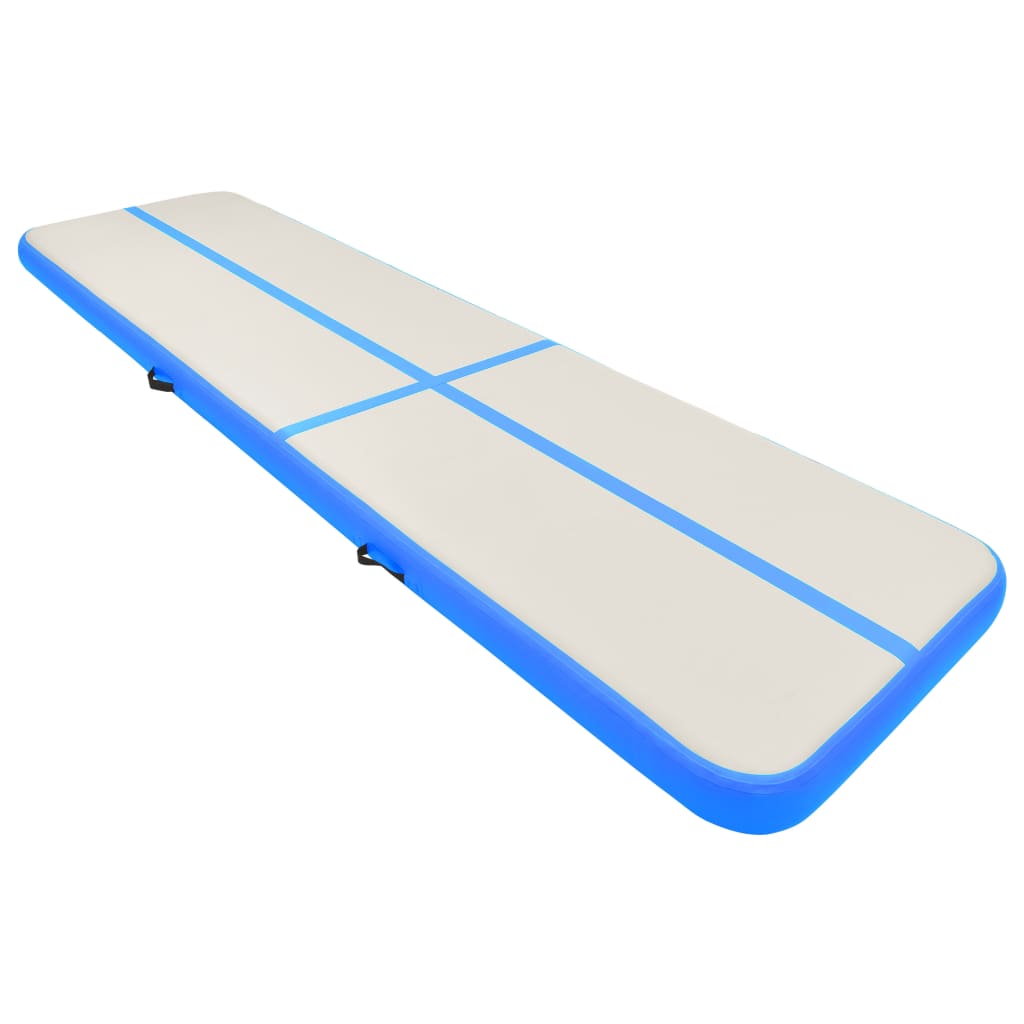 Inflatable Gymnastics Mat with Pump 600x100x15 cm PVC Blue