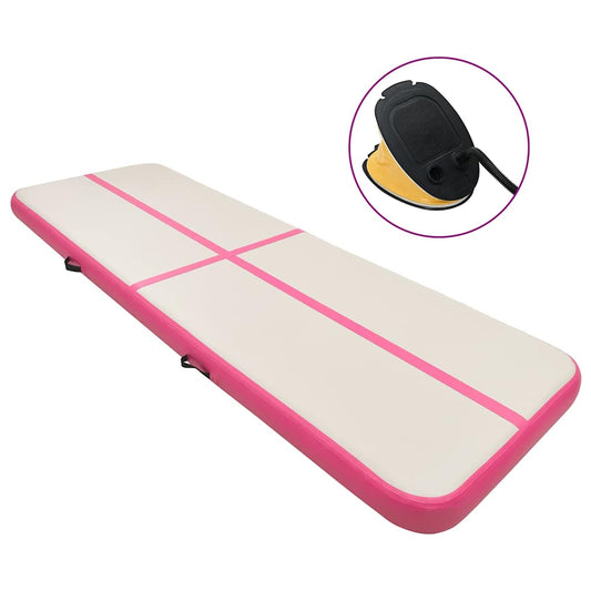 Inflatable Gymnastics Mat with Pump 600x100x20 cm PVC Pink