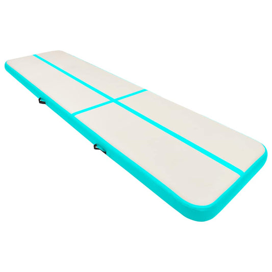 Inflatable Gymnastics Mat with Pump 600x100x20 cm PVC Green