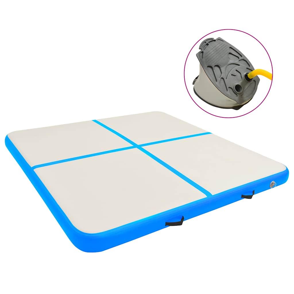 Inflatable Gymnastics Mat with Pump 200x200x15 cm PVC Blue