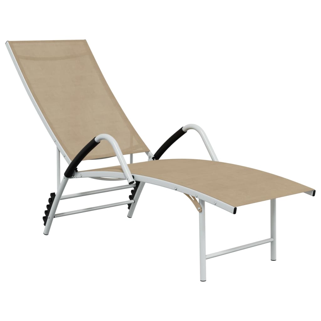 Sun Lounger | Cream | Aluminium | Extra High | Adjustable Armrests