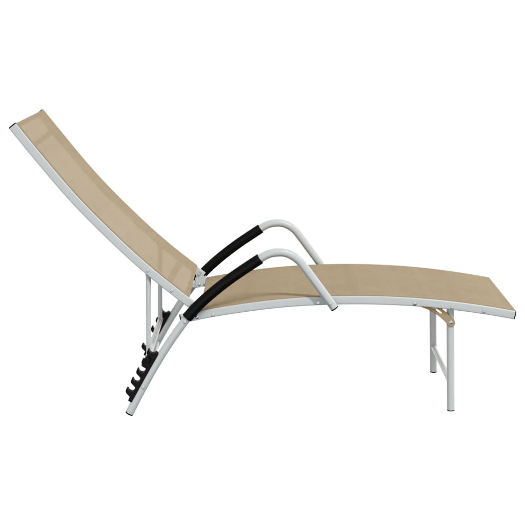 Sun Lounger | Cream | Aluminium | Extra High | Adjustable Armrests