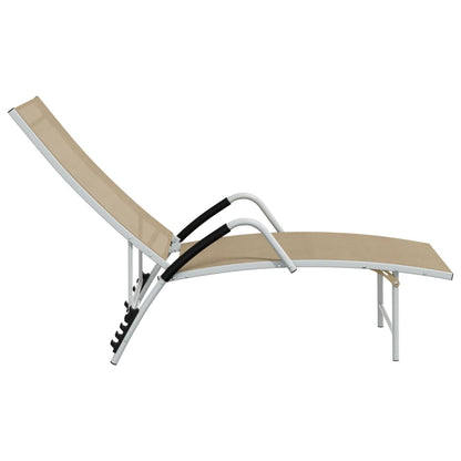 Sun Lounger | Cream | Aluminium | Extra High | Adjustable Armrests