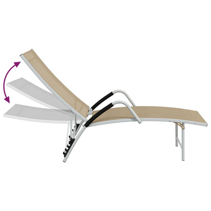 Sun Lounger | Cream | Aluminium | Extra High | Adjustable Armrests