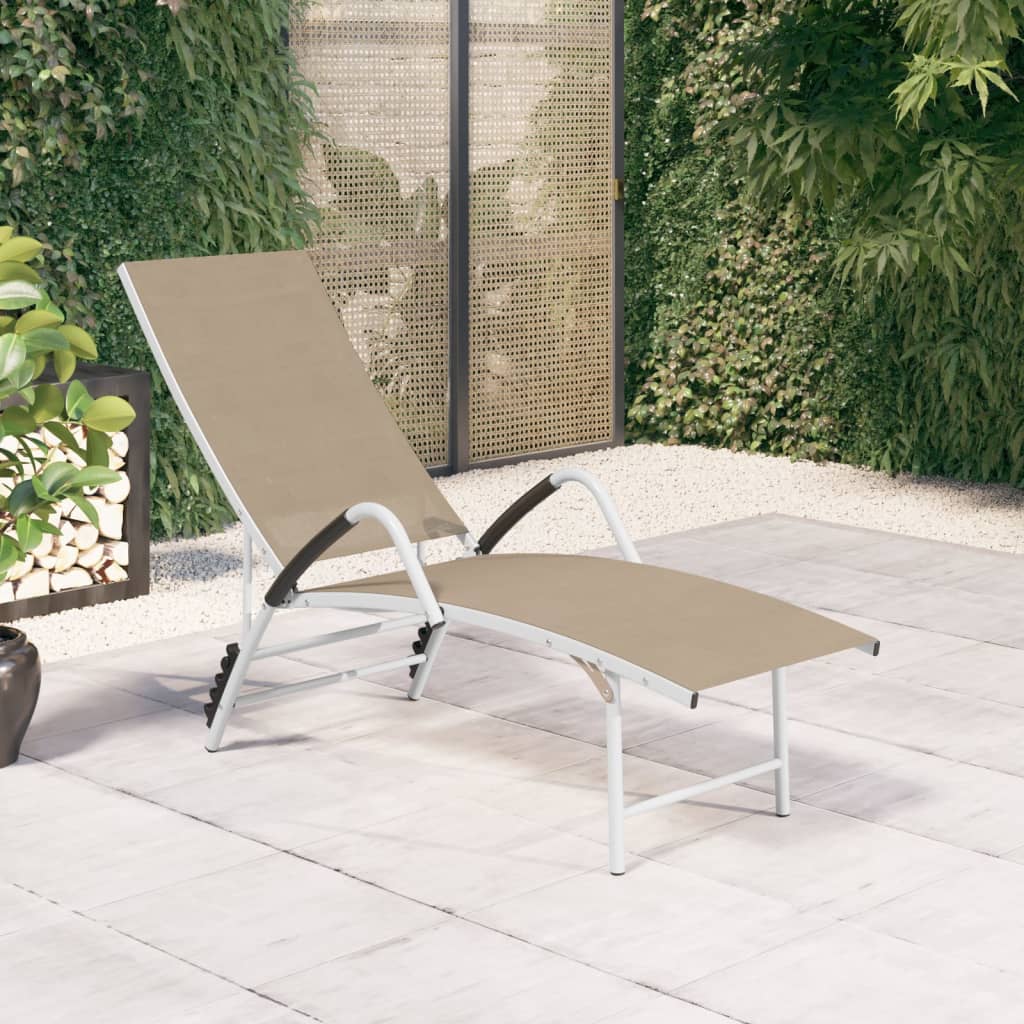 Sun Lounger | Cream | Aluminium | Extra High | Adjustable Armrests