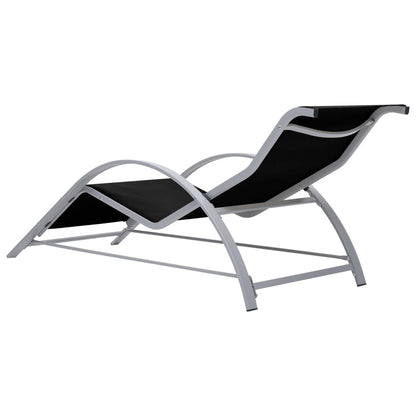 Sun Loungers 2 pcs with Table Aluminium Black